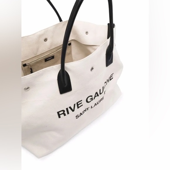 Saint Laurent Rive Gauche Maxi Natural Linen Tote Bag! - Picture 4 of 5